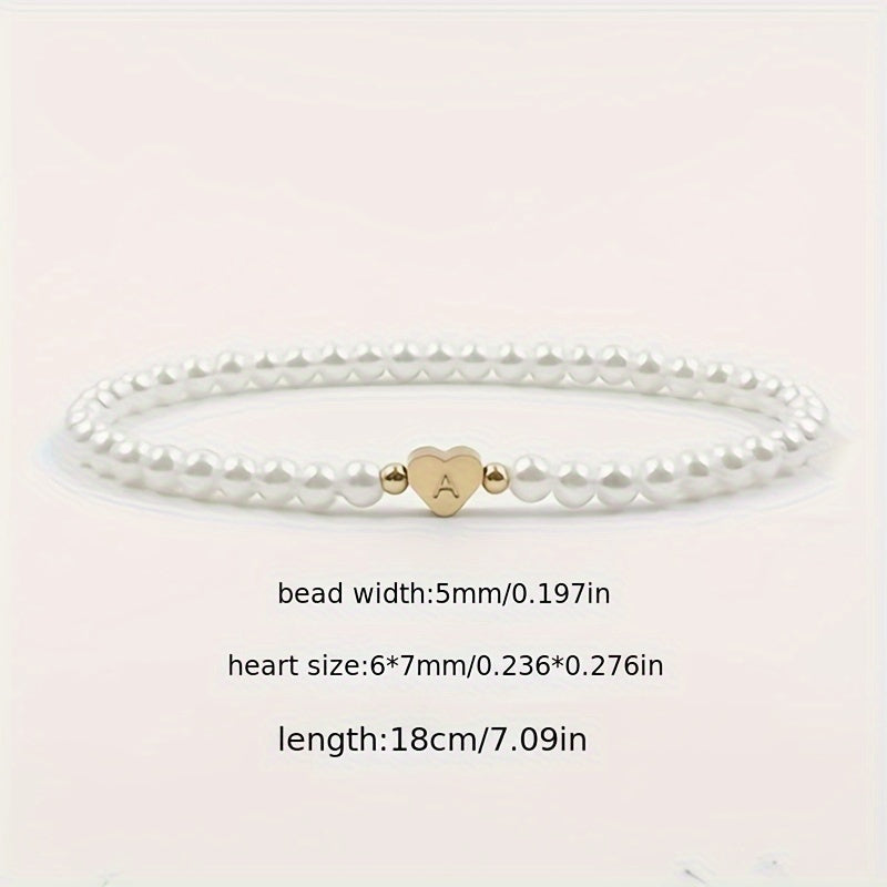 Bracelet chic avec initiale A-Z et cœur