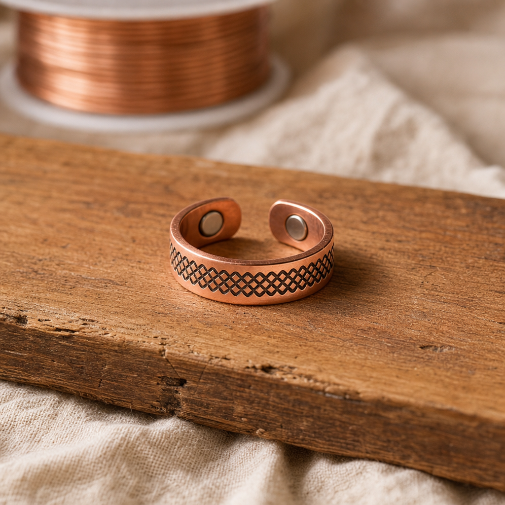 Bague en Cuivre Quadrillée