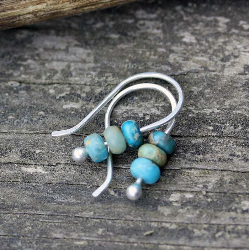 Boucles d'oreilles perlées turquoise océaniques