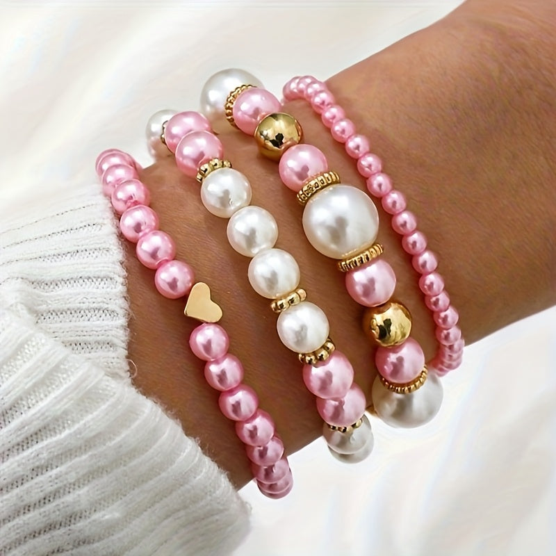 Ensemble de bracelets élégants avec perles et cœur