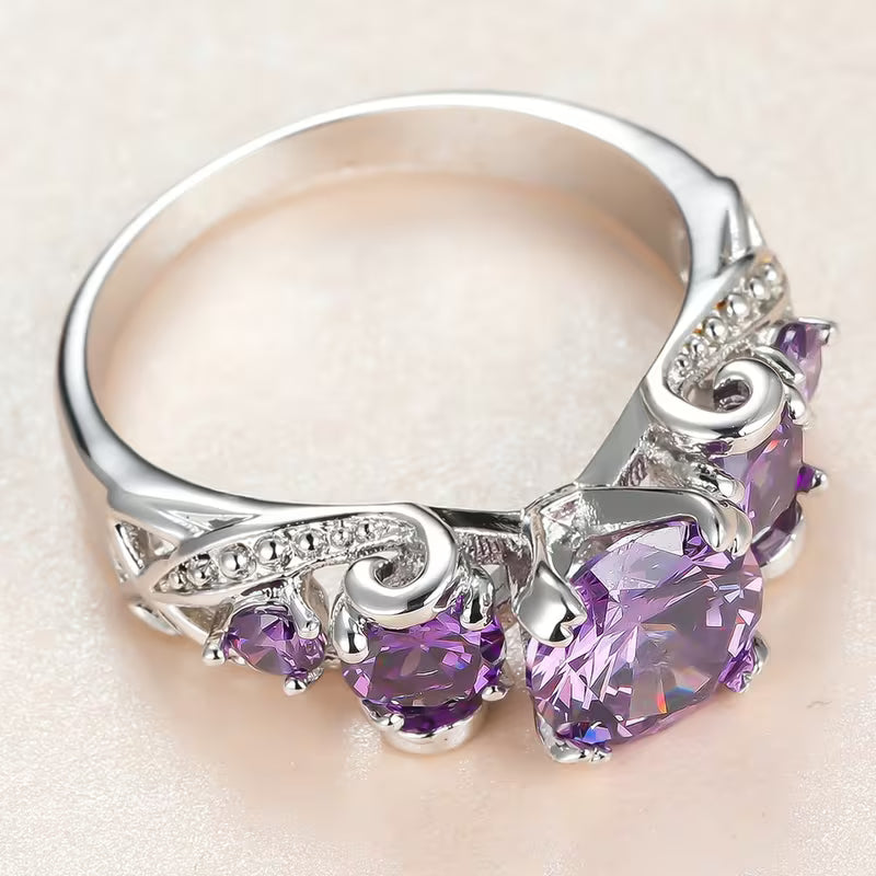Bague vintage en argent avec améthyste