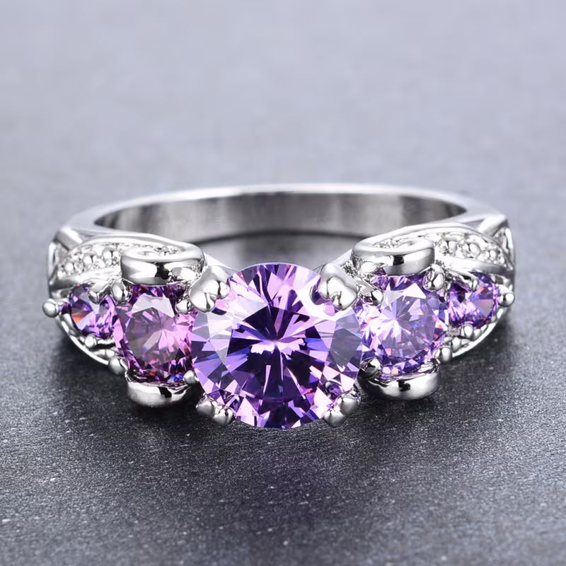 Bague vintage en argent avec améthyste