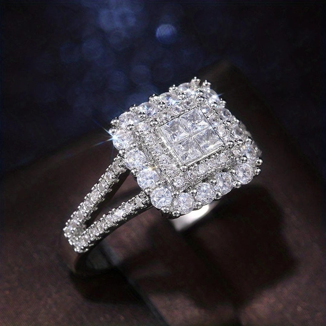 Bague de mariage avec zircone carrée