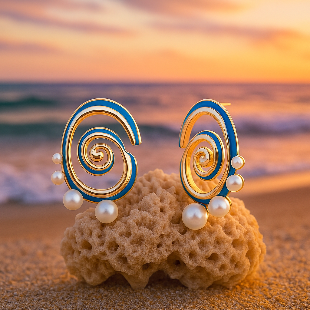 Boucles d’oreilles avec perles bleues