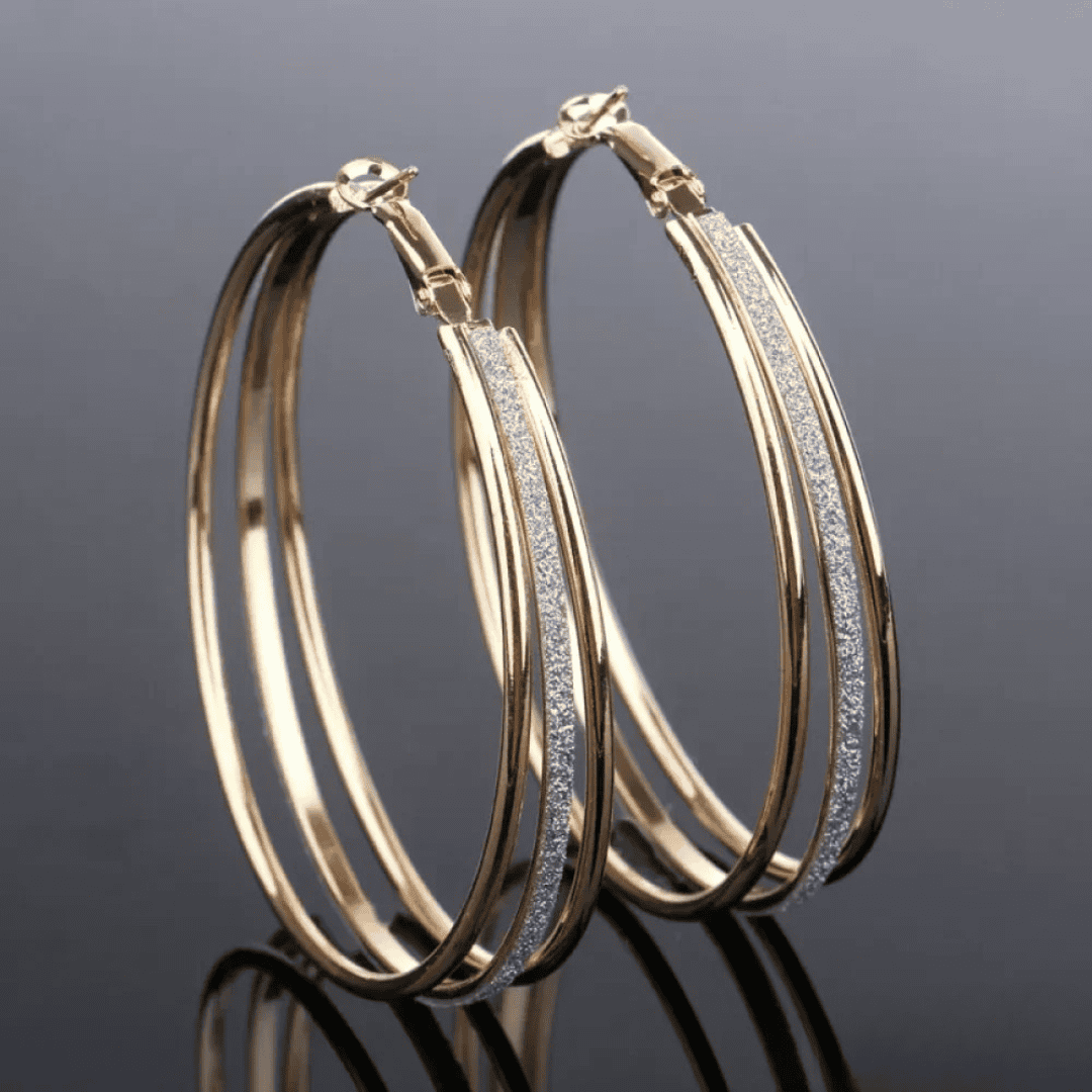Boucles d’oreilles créoles rétro dorées
