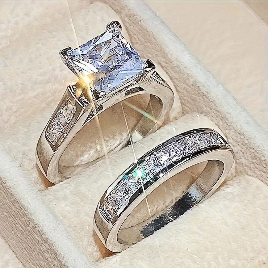 Exquisite Zirconia Promise Ring Set