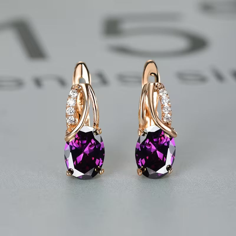 Boucles d’oreilles créoles en or avec améthyste