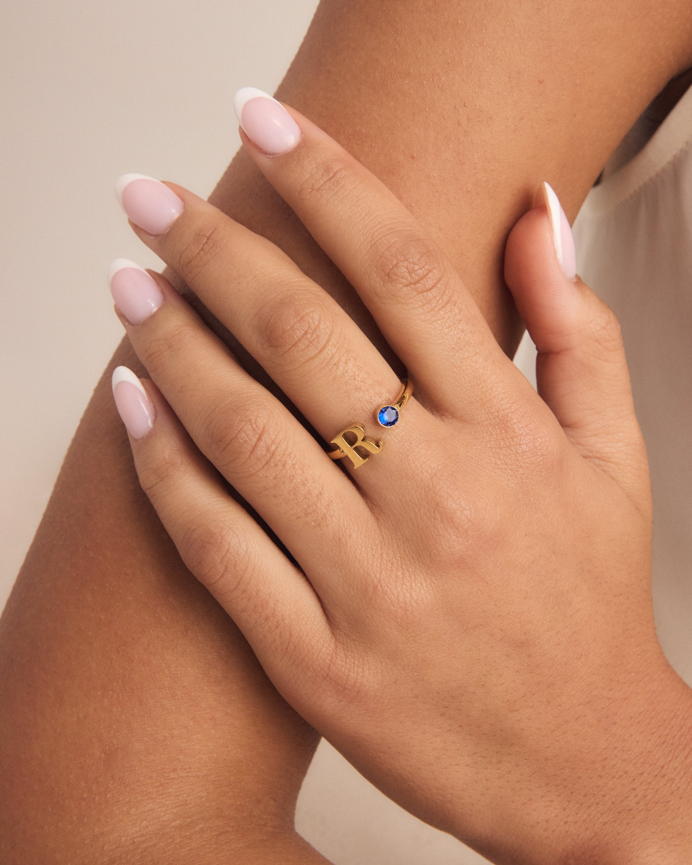 Birthstone Initial Ring