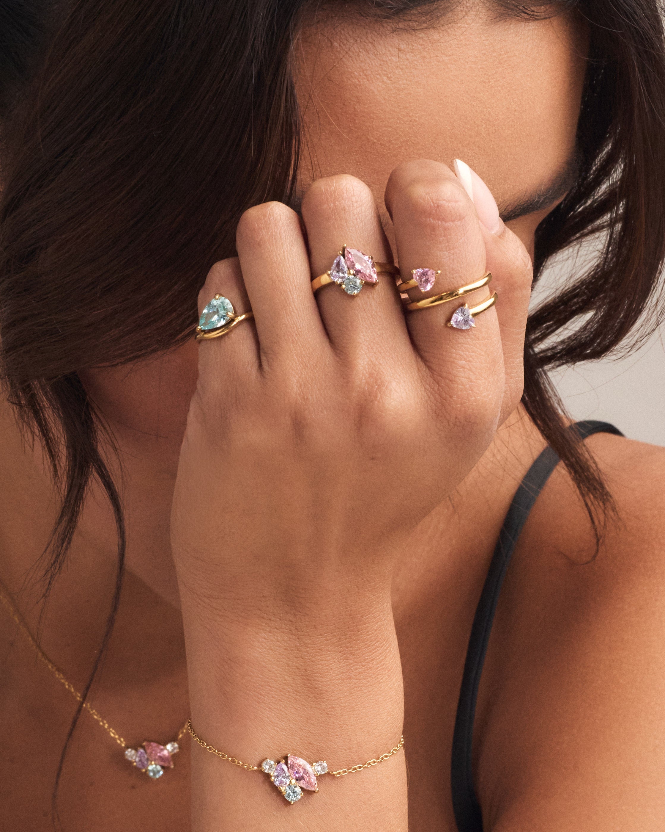 Twin Hearts Birthstone Ring