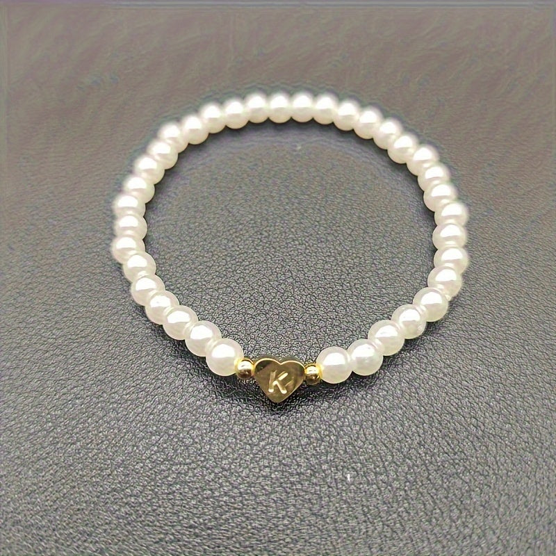 Bracelet chic avec initiale A-Z et cœur