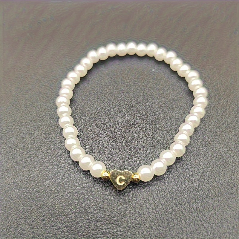 Bracelet chic avec initiale A-Z et cœur