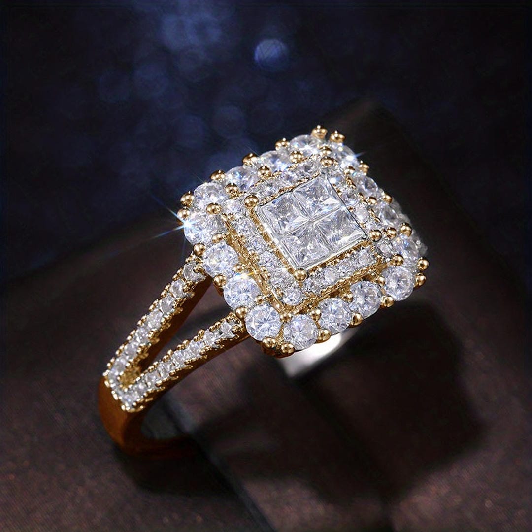 Bague de mariage avec zircone carrée