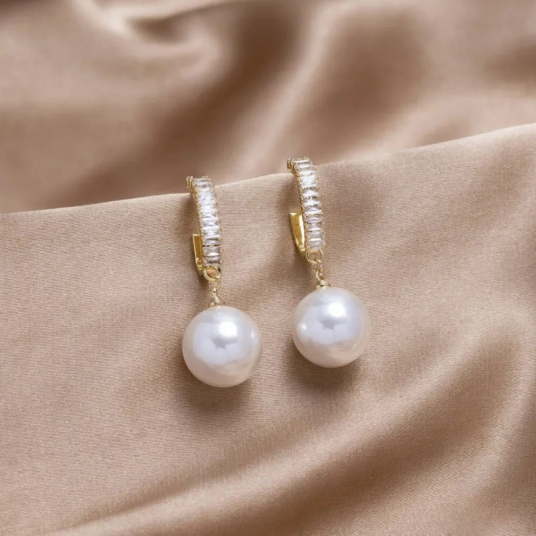 Boucles d’oreilles chic avec perles et zircon