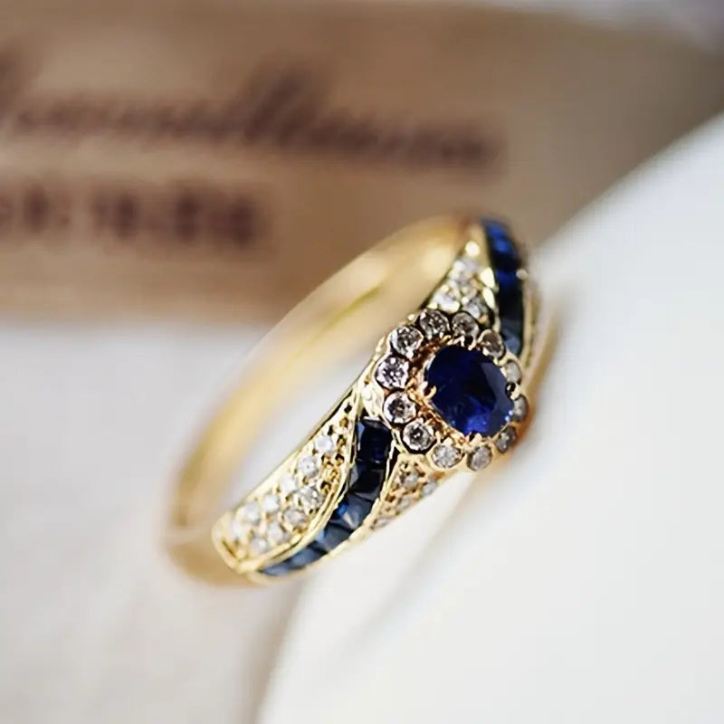 Bague alliance en or avec saphir
