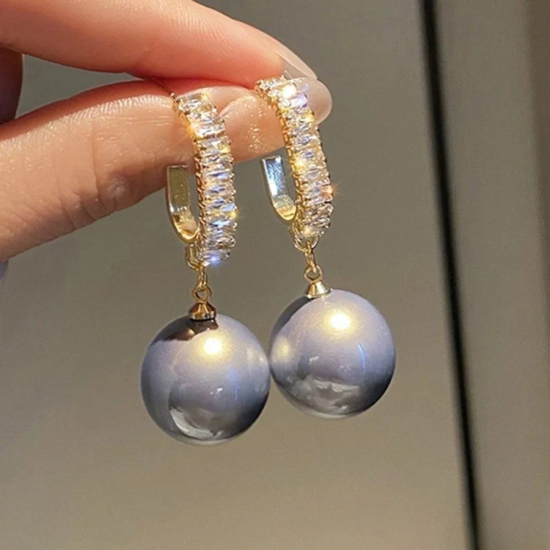 Boucles d’oreilles chic avec perles et zircon
