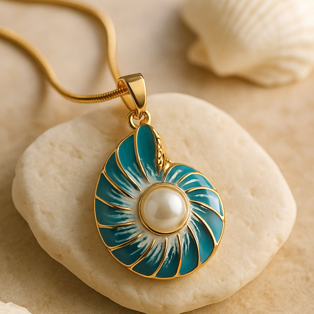 Collier coquillage perle doré