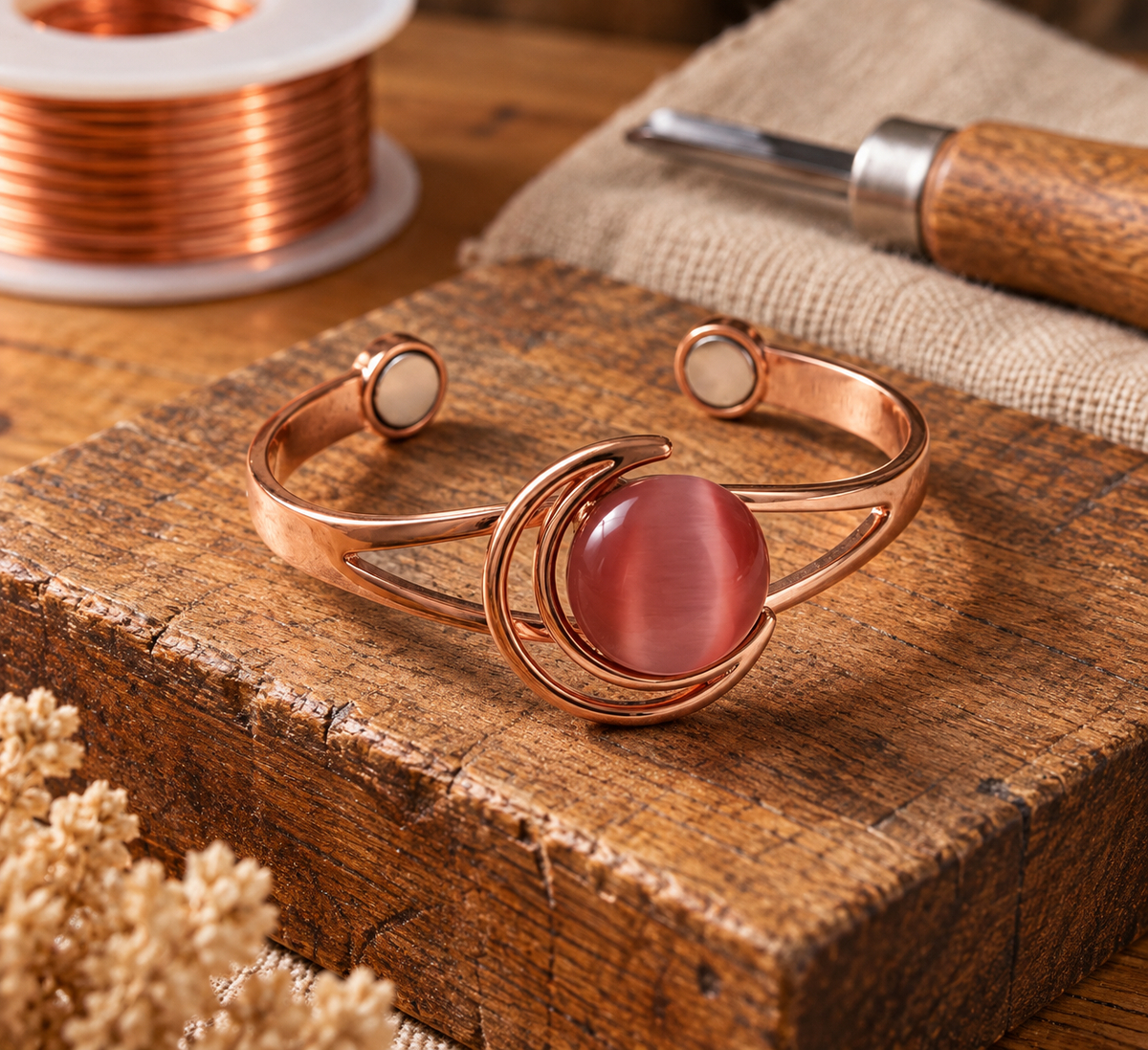 Bracelet Sphère en Cuivre Rose