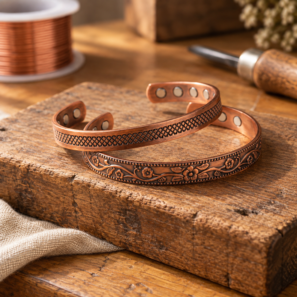 Ensemble de bracelets en cuivre Forge