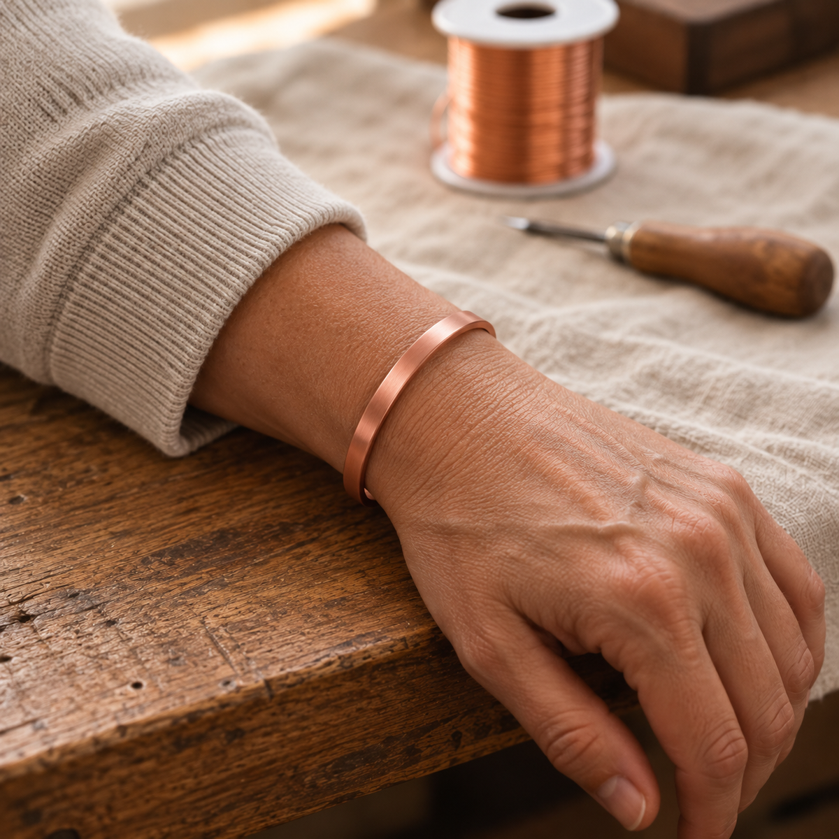Bracelet jonc en cuivre élégant