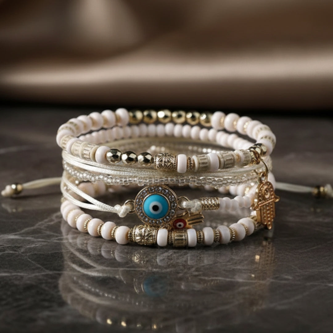 Ensemble de bracelets Hamsa dorés élégants