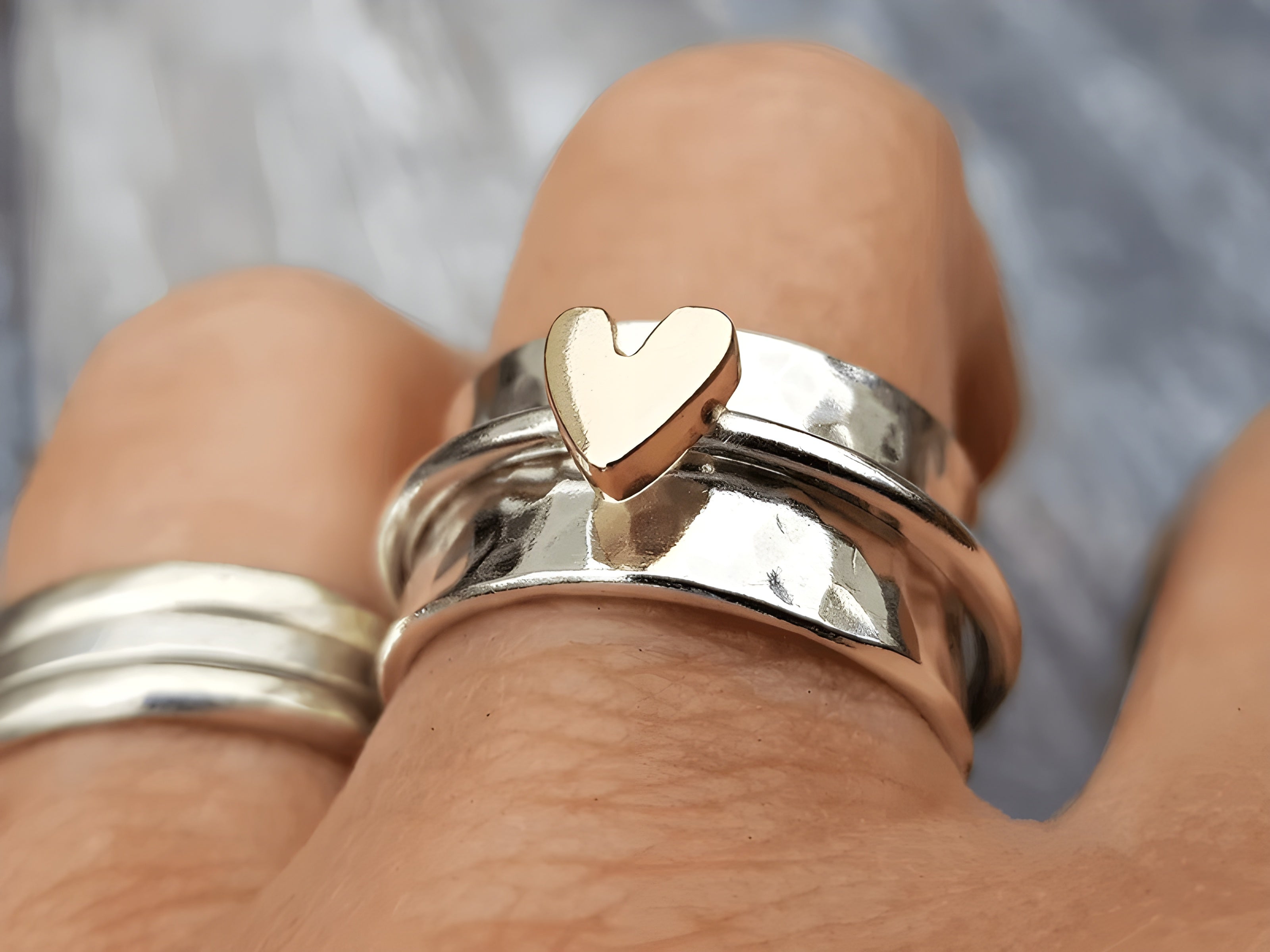 Bague cœur doré en argent