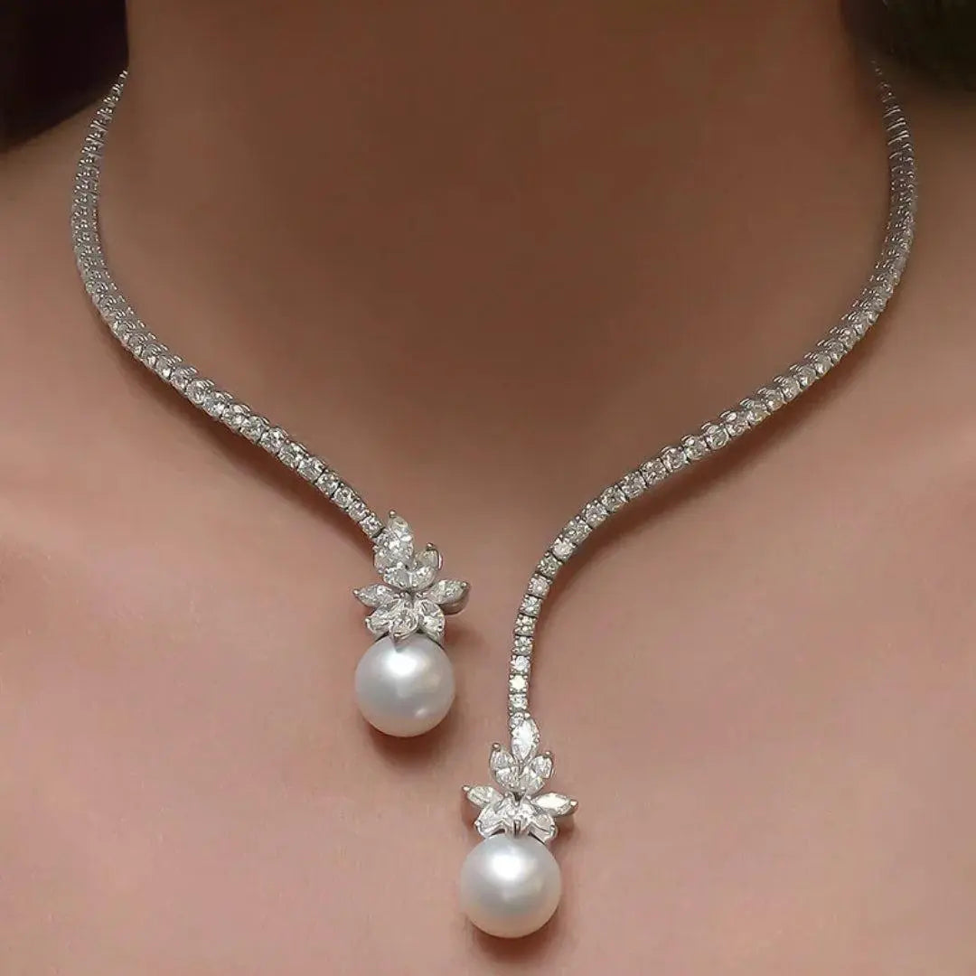 Collier élégant et éclatant en perles d'argent sterling