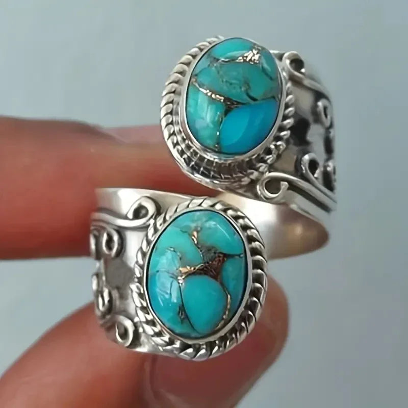 Bague anneau argent turquoise prestige