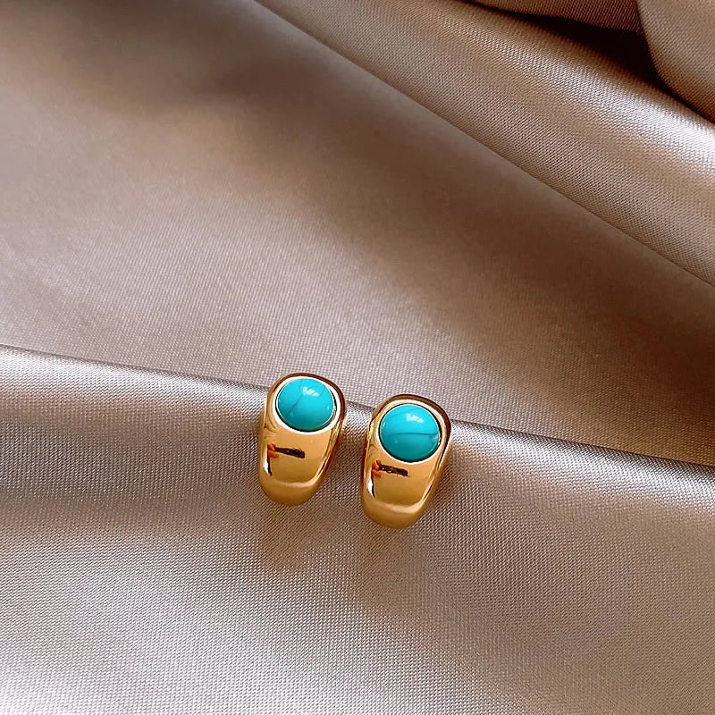 Boucles d'oreilles turquoise cuivre intemporelles