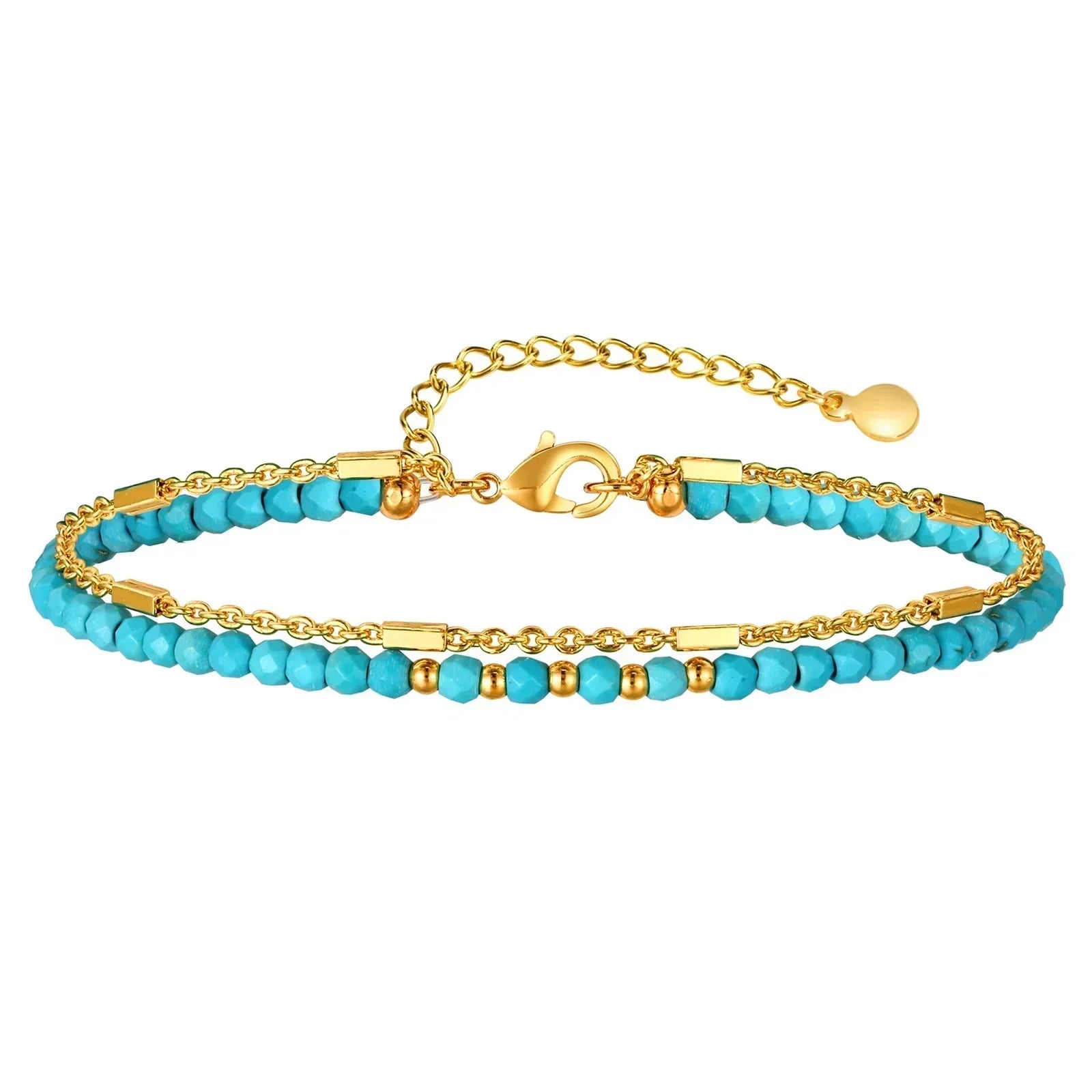 Bracelet chaîne turquoise doré radieux