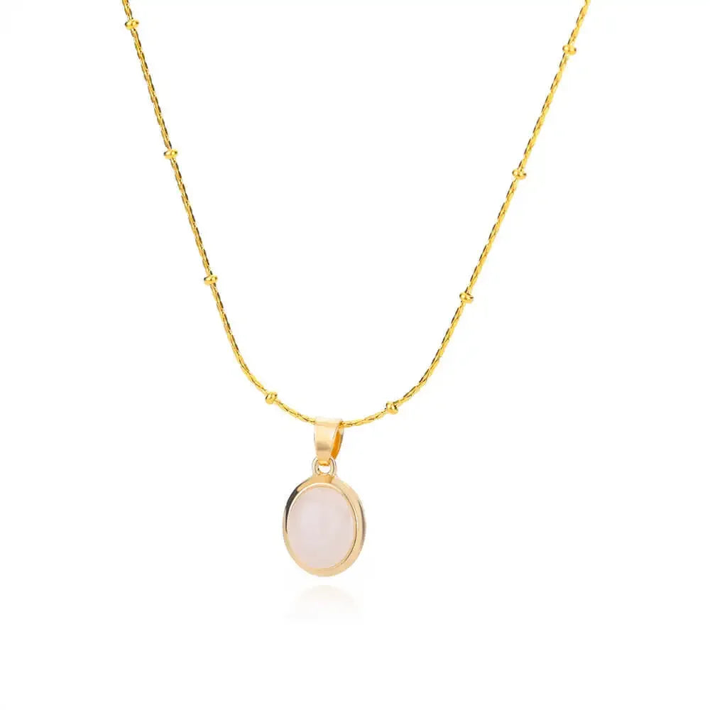 Collier chic en acier inoxydable doré avec pendentif en opale en forme de goutte d’eau