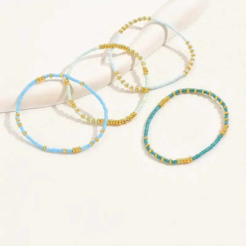 Ensemble de bracelets perlés turquoise subtils