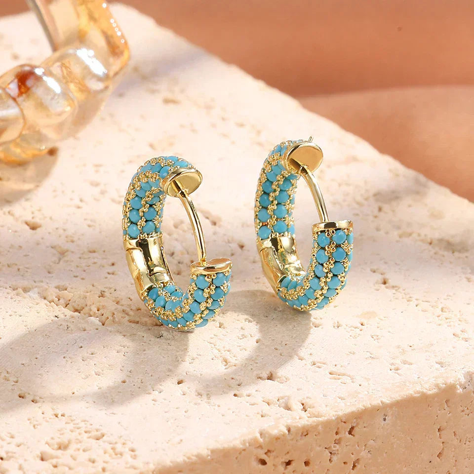 Boucles d'oreilles créoles turquoise beats