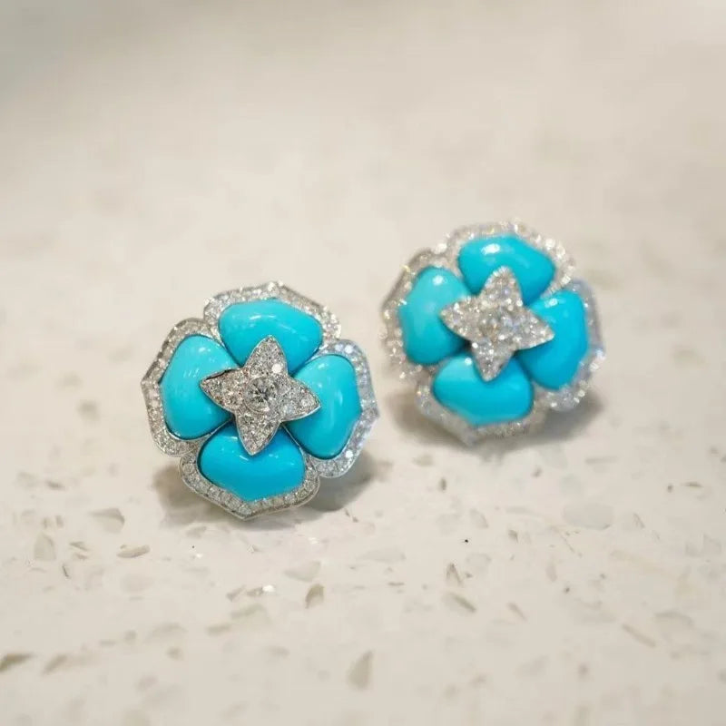 Boucles d'oreilles fleur turquoise intimes