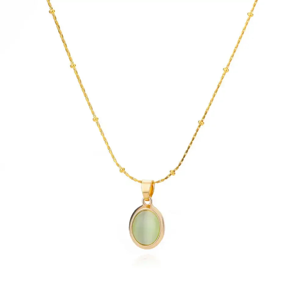 Collier chic en acier inoxydable doré avec pendentif en opale en forme de goutte d’eau
