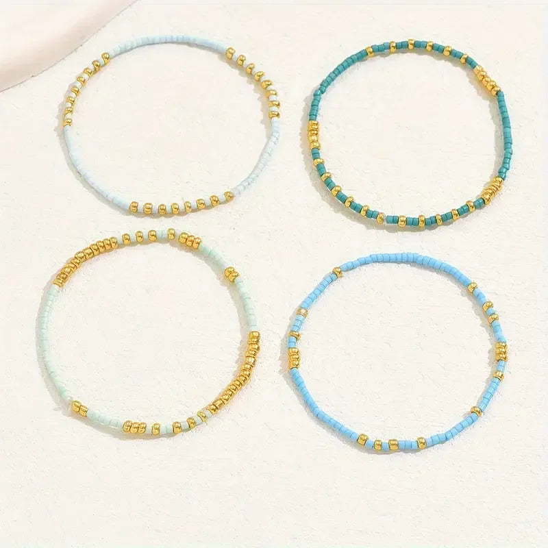 Ensemble de bracelets perlés turquoise subtils