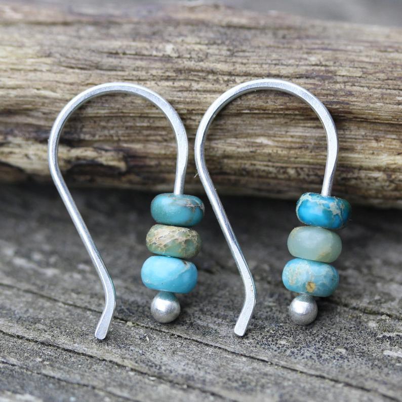 Boucles d'oreilles perlées turquoise océaniques