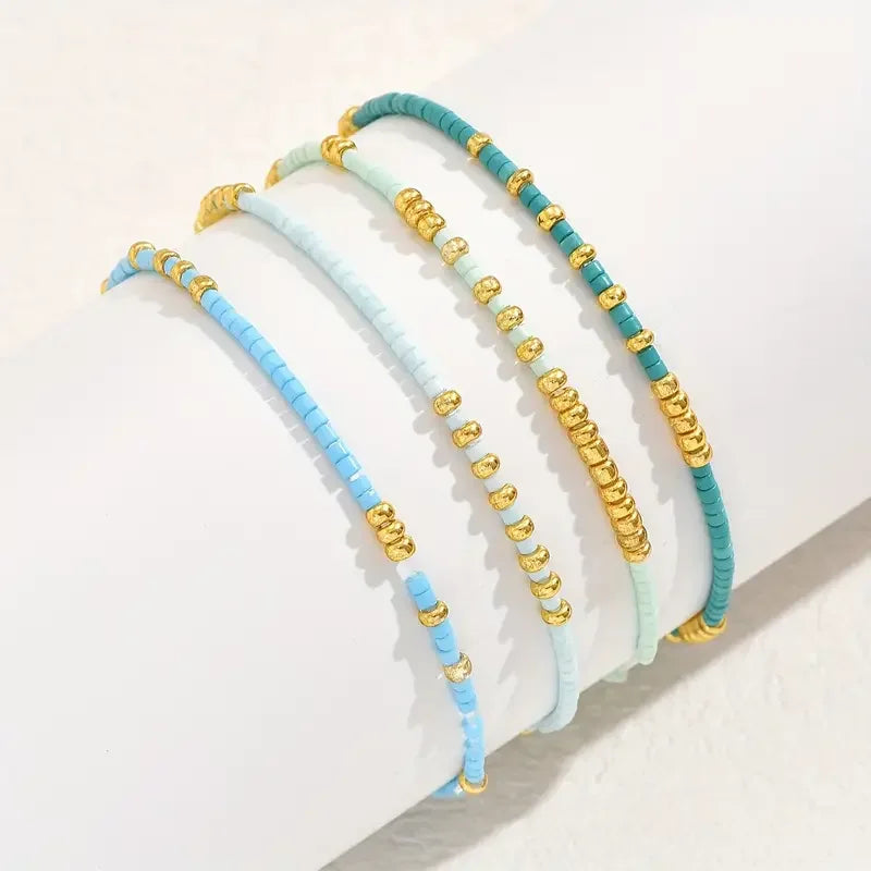 Ensemble de bracelets perlés turquoise subtils