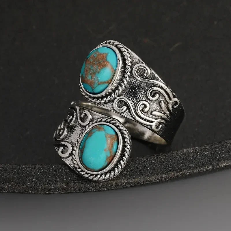 Bague anneau argent turquoise prestige
