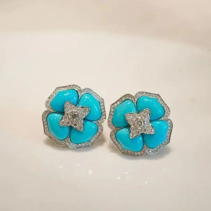 Boucles d'oreilles fleur turquoise intimes