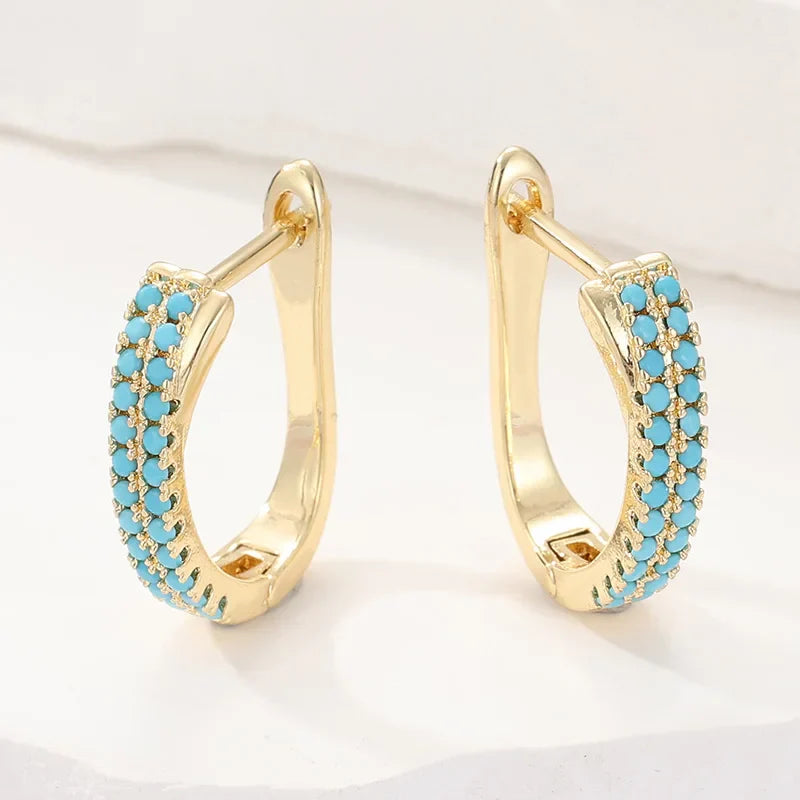 Boucles d'oreilles créoles turquoise classiques