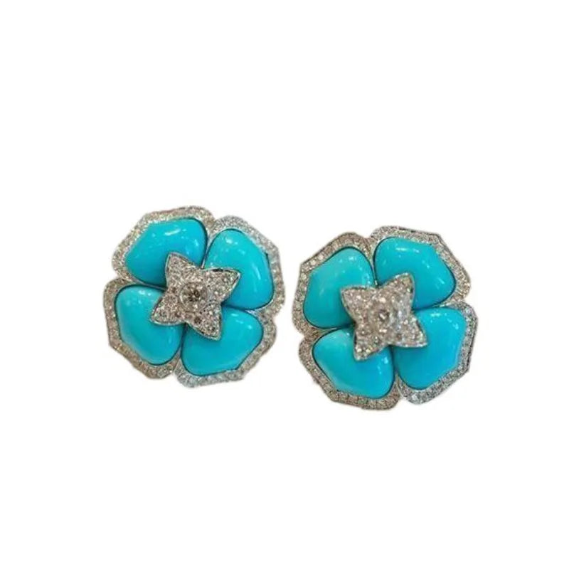 Boucles d'oreilles fleur turquoise intimes