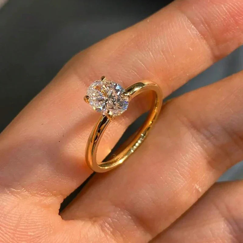 Sophisticated Sterling Silver Oval Cut Engagement Ring