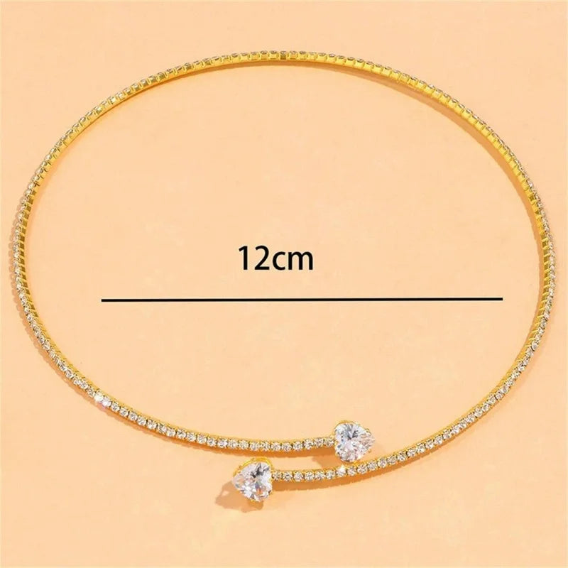 Collier ras-du-cou avec cœur en cristal