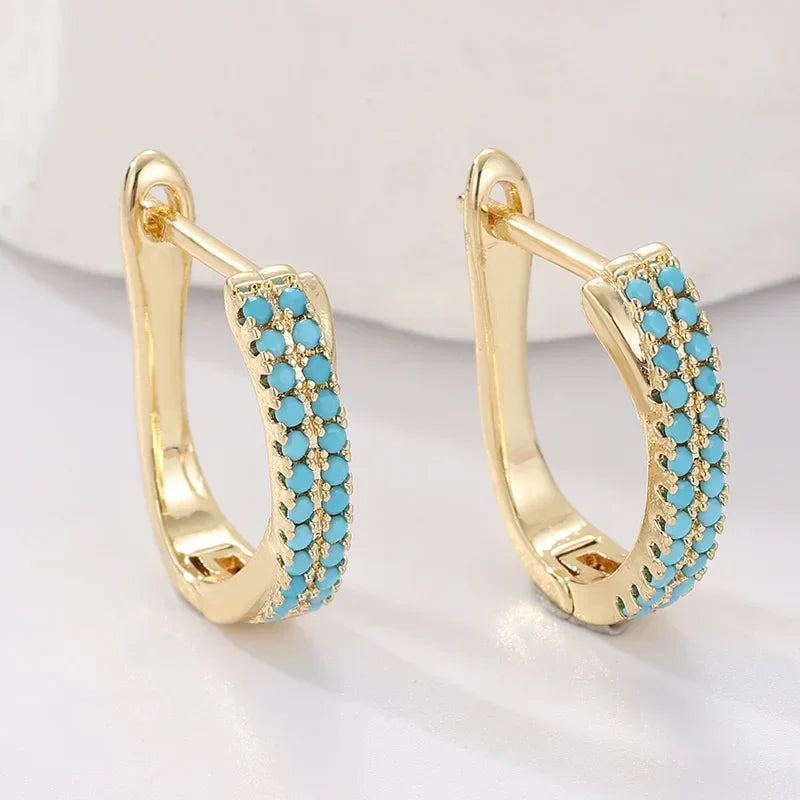 Boucles d'oreilles créoles turquoise classiques