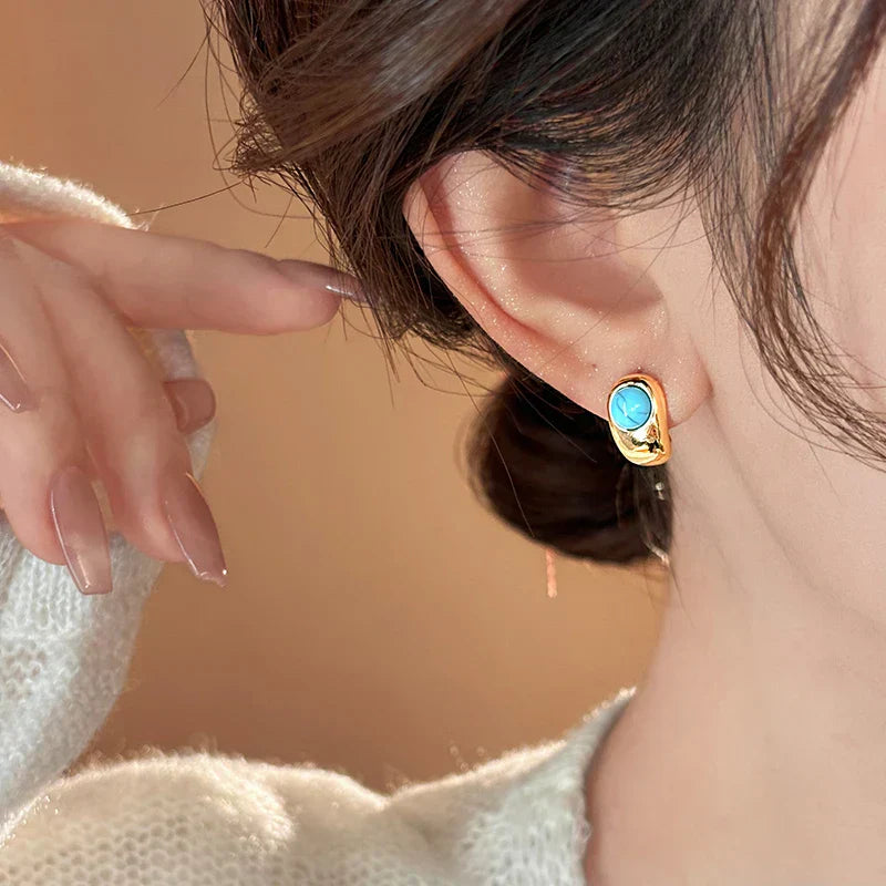 Boucles d'oreilles turquoise cuivre intemporelles