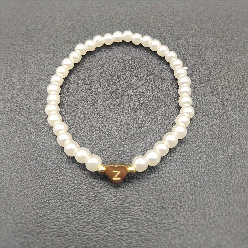 Bracelet chic avec initiale A-Z et cœur