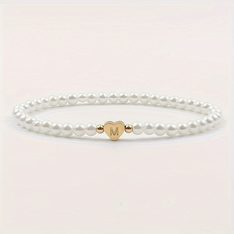 Bracelet chic avec initiale A-Z et cœur