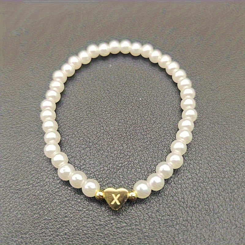Bracelet chic avec initiale A-Z et cœur