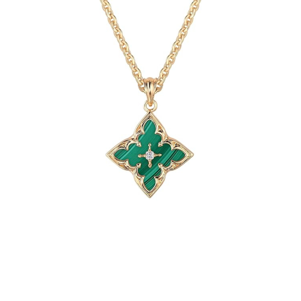 Collier pendentif trèfle émeraude