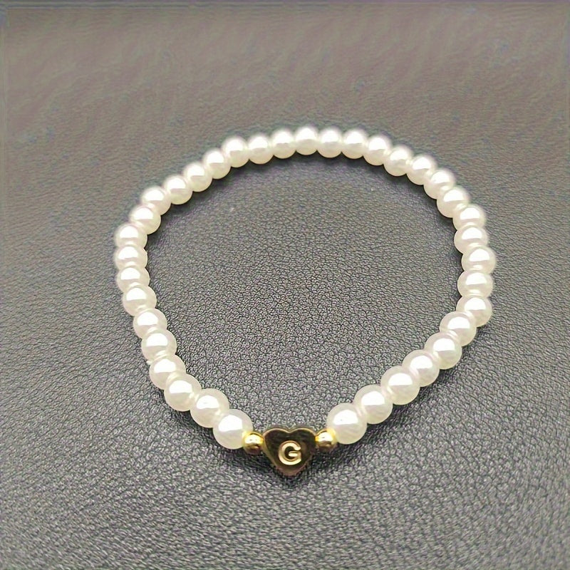 Bracelet chic avec initiale A-Z et cœur